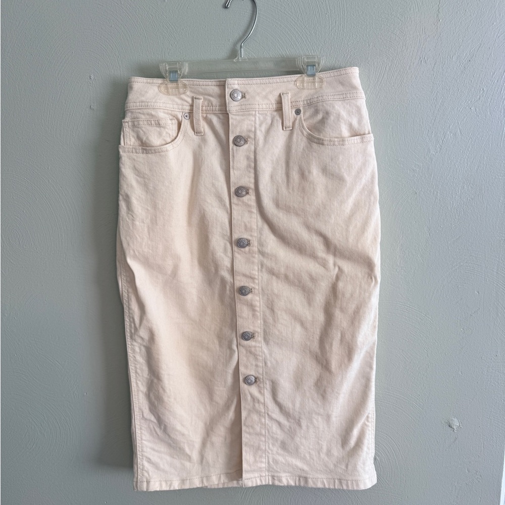 Madewell Light Beige Button-Front Pencil Skirt